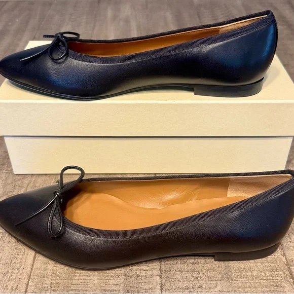 Margaux Black Point Toe Ballet Flat 39.5 New With Box - Picture 5 of 11